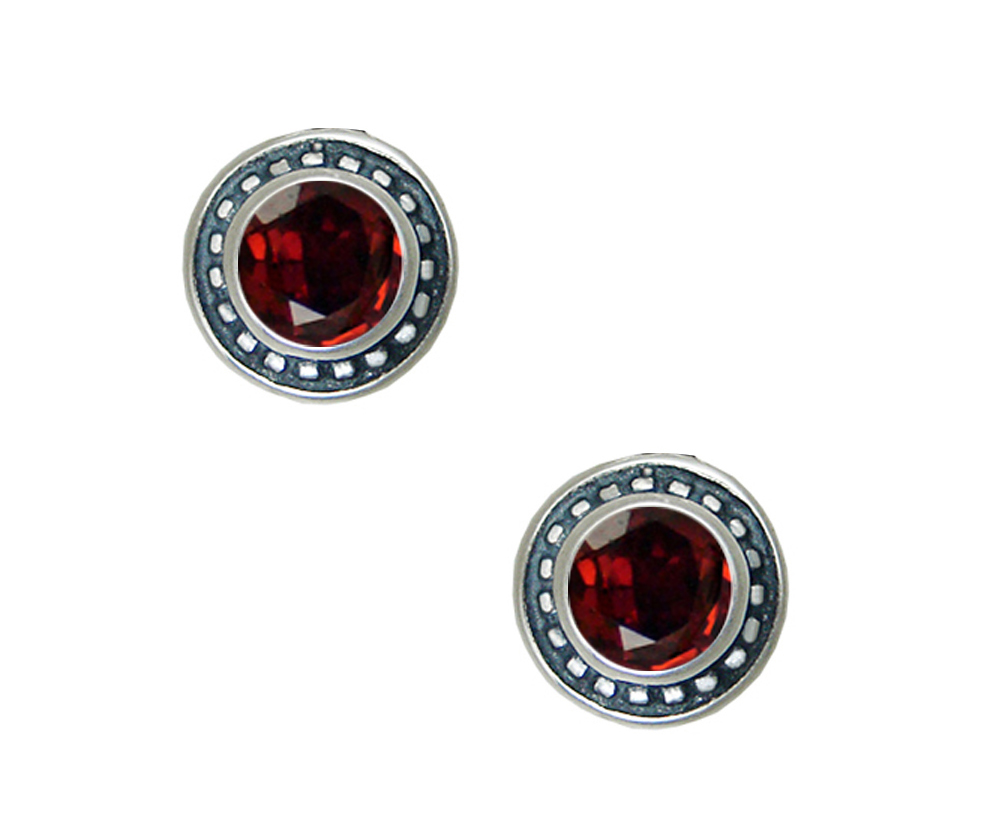 Sterling Silver Petite Garnet Post Stud Earrings